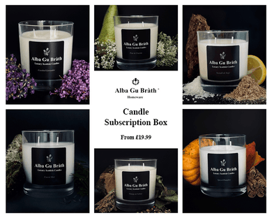 scottish candle subscription box by alba gu brath